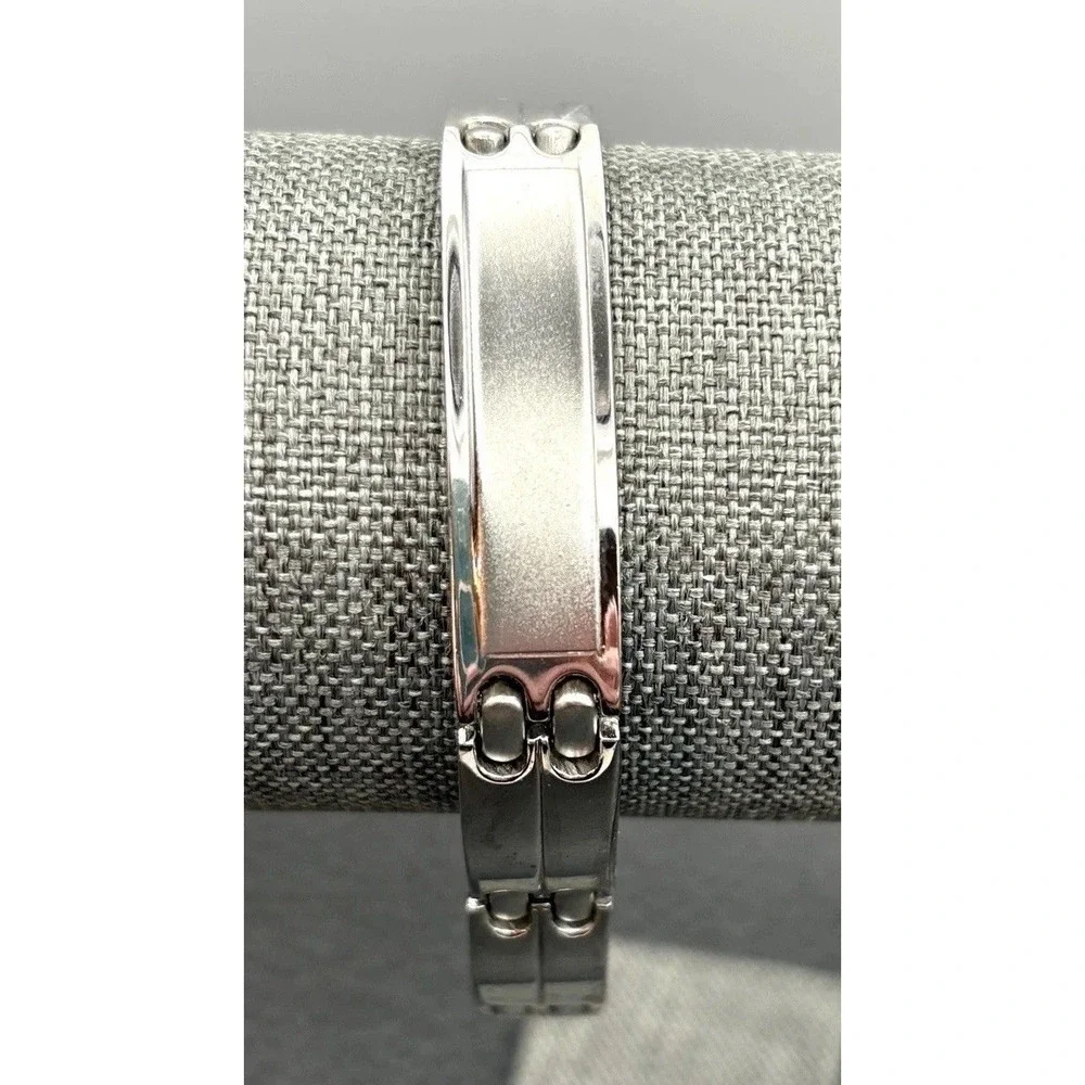 Citizen Stainless Steel Link Silver Tone ID Bracelet Blank Satin Finish 8.5
